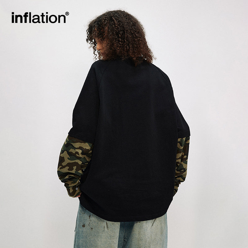 INFLATION Patchwork Camo Sleeve Layered Tees