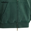 INFLATION Washed Distressed Zip-Up Hoodie