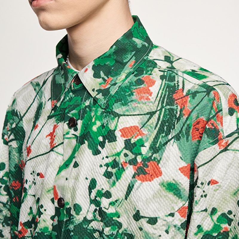 INFLATION Floral Print Seersucker Shirts