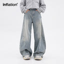 INFLATION Loose Fit Washed Distressed Jeans