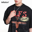 INFLATION Distressed Washed Graphic Cotton tees