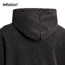 INFLATION Black Washed Distressed Hoodies