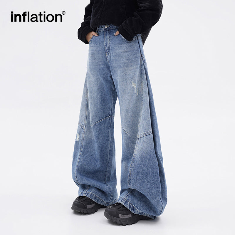 INFLATION Loose Fit Washed Distressed Jeans