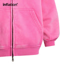 INFLATION Retro Distressed Zipper Hooded Jacket