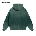 INFLATION Acid Washed Ripped Fleece Hoodies