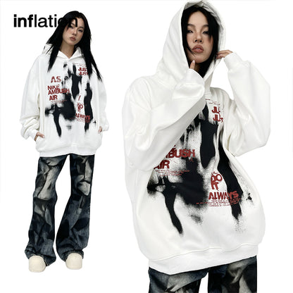 INFLATION Alien Velvet American Retro Hoodie