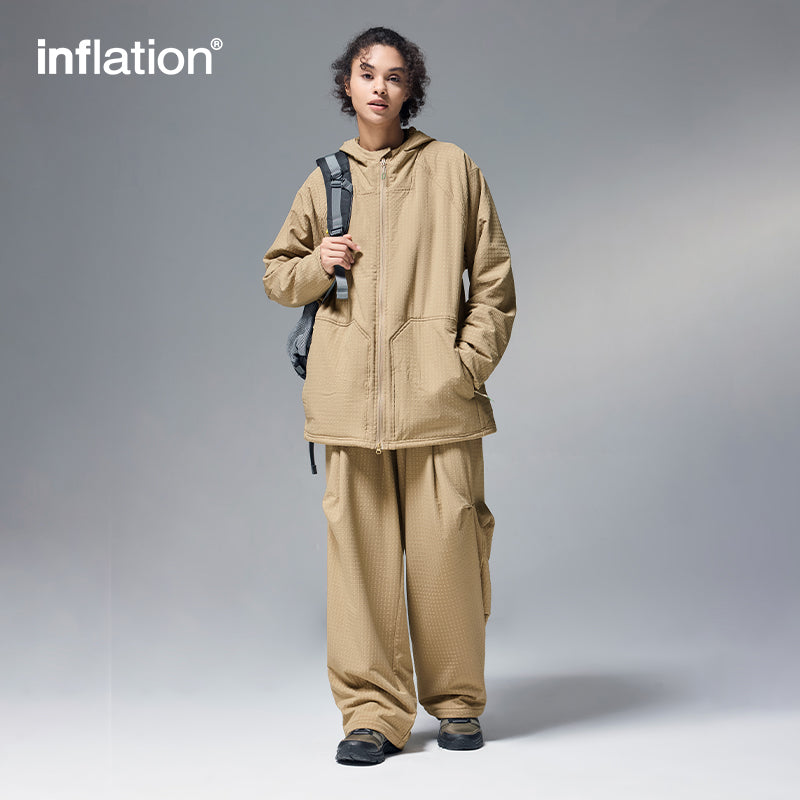 INFLATION Grid Pattern Fleece Hooded Jacket