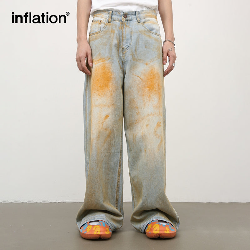 INFLATION Heavy Washed Dirty Wide Leg Jeans