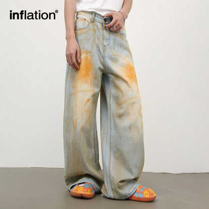 INFLATION Heavy Washed Dirty Wide Leg Jeans