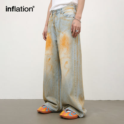 INFLATION Heavy Washed Dirty Wide Leg Jeans