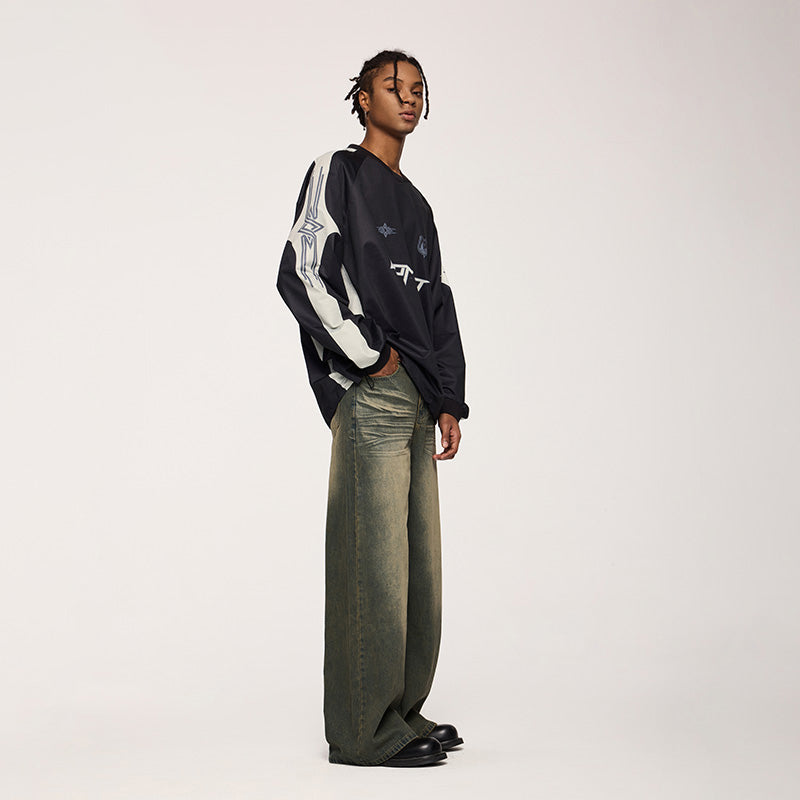 INFLATION Streetwear Washed Loose-fit Denim Pants