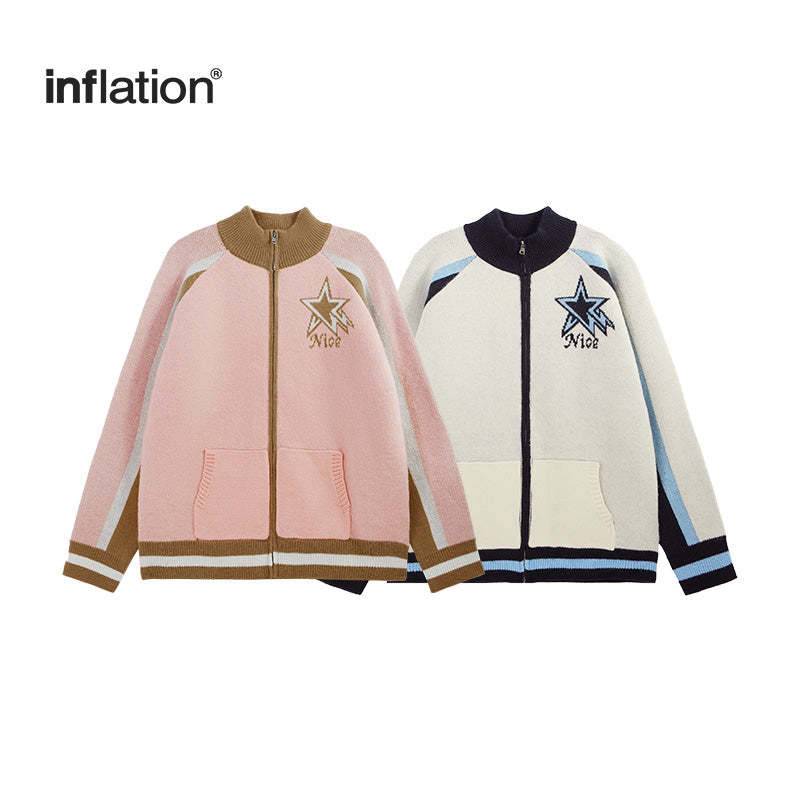 INFLATION Color Block Zip Up Cardigans