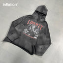 INFLATION Distressed Ripped Boxy Hoodies