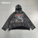 INFLATION Distressed Ripped Boxy Hoodies