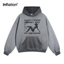 INFLATION Washed Graphic Oversized Hoodies