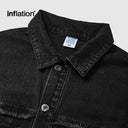 INFLATION Black Distressed Frayed Denim Jacket