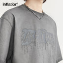 INFLATION Distressed Washed Textured Printed T-shirt - INFLATION