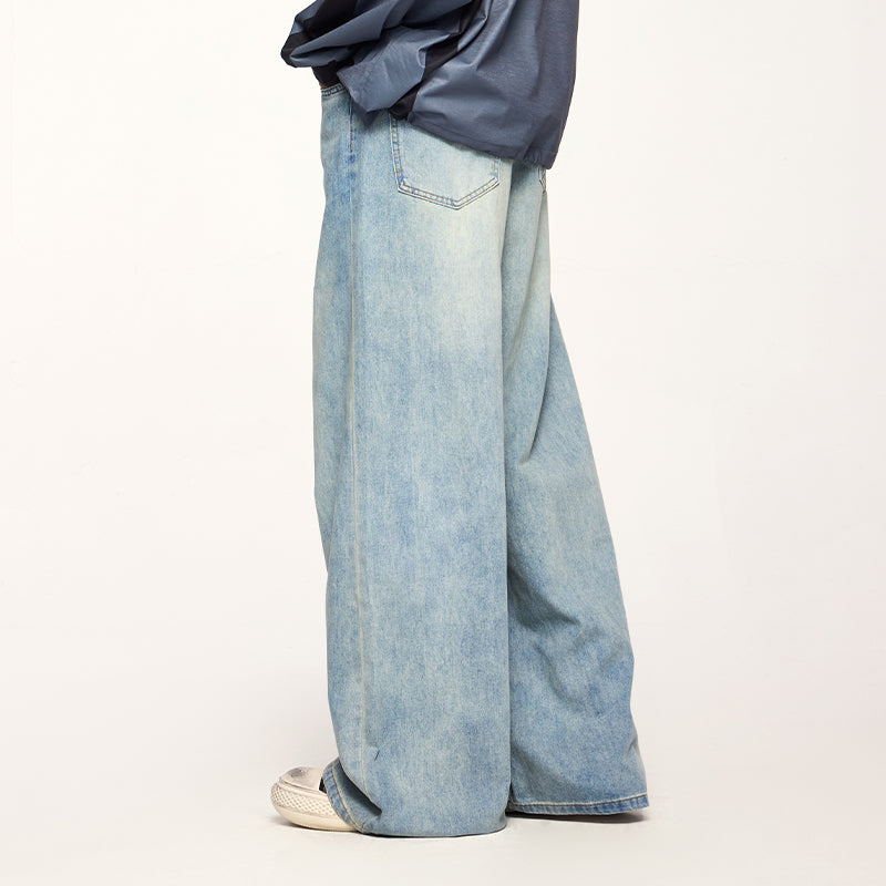 INFLATION Washed Straight-leg Baggy Jeans