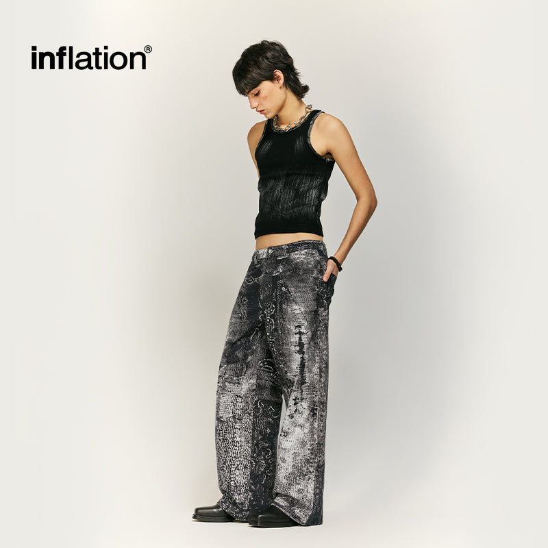 INFLATION PUNK Digital Print Denim Pants