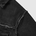 INFLATION Black Distressed Frayed Denim Jacket