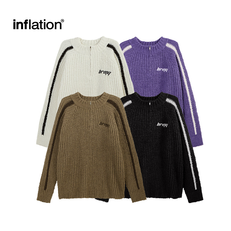 INFLATION Retro Quater Zip Up Knitted Sweaters