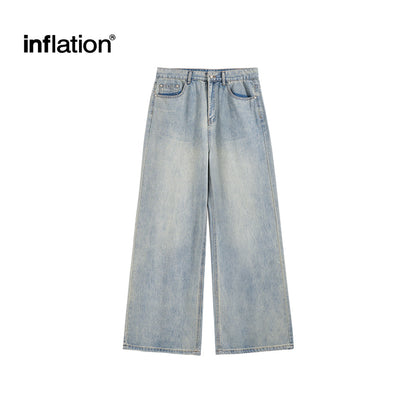 INFLATION Washed Straight-leg Baggy Jeans