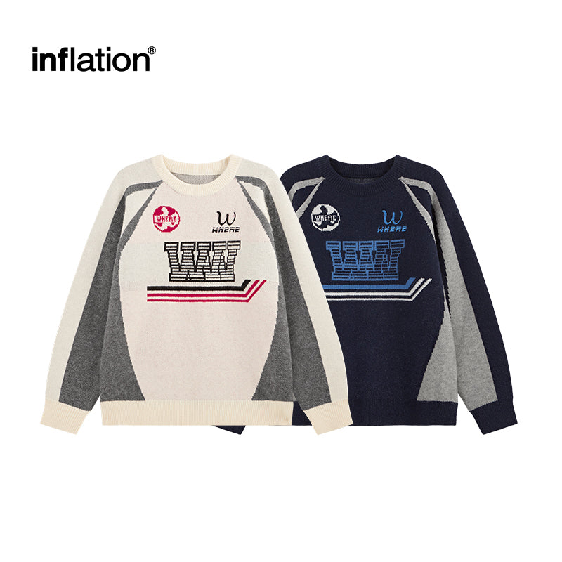 INFLATION Color Block Jacquard Sweaters