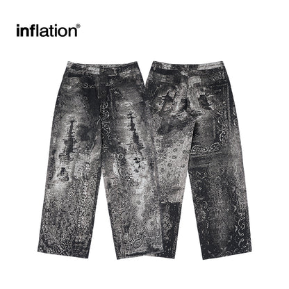 INFLATION PUNK Digital Print Denim Pants