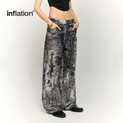 INFLATION PUNK Digital Print Denim Pants