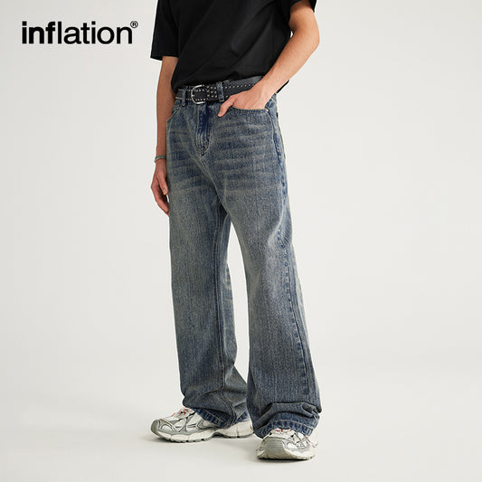 INFLATION Blue Washed Bootcut Jeans