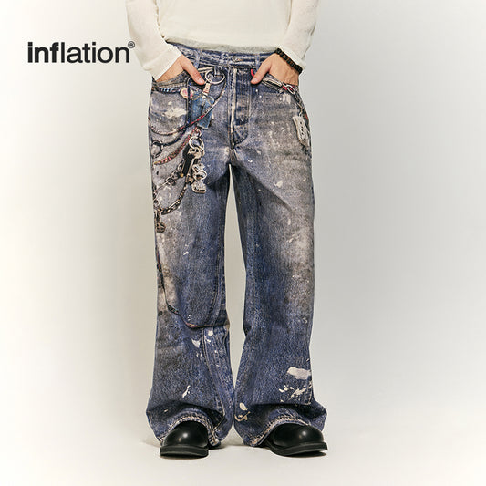 INFLATION Printed Baggy Fit Jeans