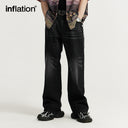 INFLATION Black Streetwear Acid Washed Jeans