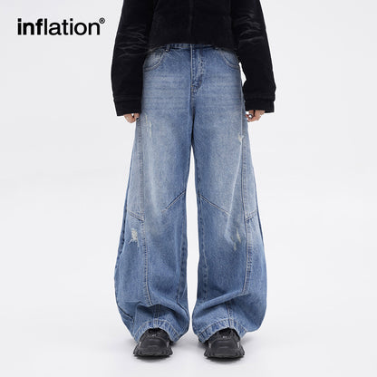 INFLATION Loose Fit Washed Distressed Jeans