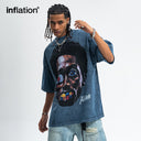 INFLATION Retro Washed Portrait Print T-Shirt