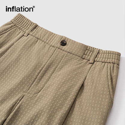 INFLATION Grid Pattern Fleece Wide-Leg Pants