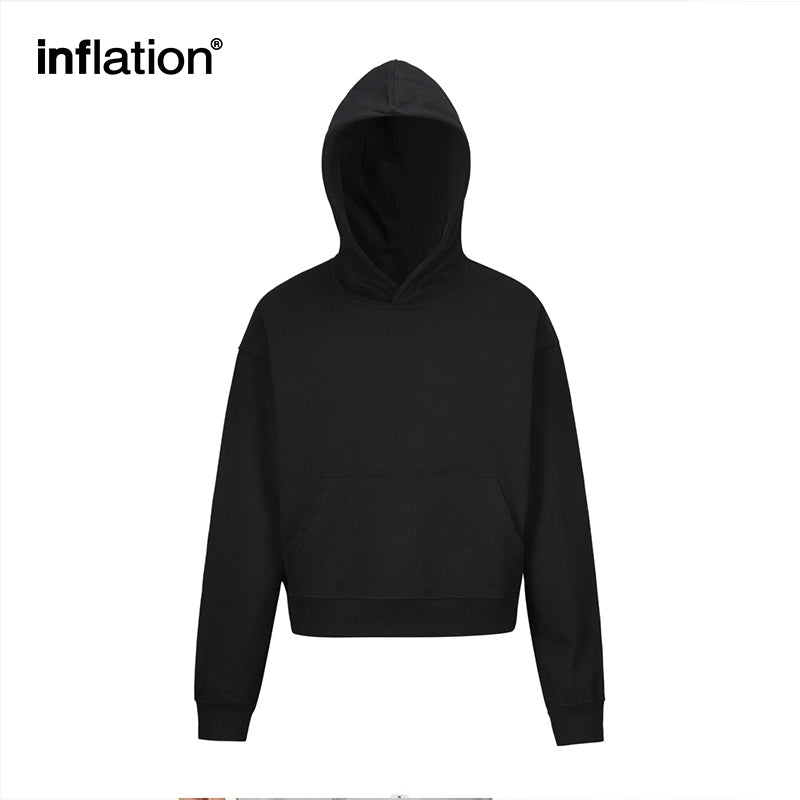 INFLATION Grey Crop Zip Up Hoodies