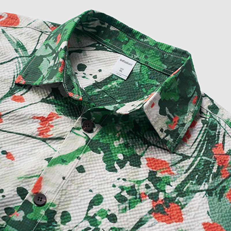 INFLATION Floral Print Seersucker Shirts