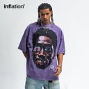 INFLATION Retro Washed Portrait Print T-Shirt