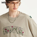 INFLATION Heavyweight Floral Embroidered T-shirt Men Streetwear - INFLATION