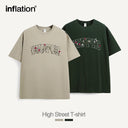 INFLATION Heavyweight Floral Embroidered T-shirt Men Streetwear - INFLATION