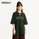 INFLATION Heavyweight Floral Embroidered T-shirt Men Streetwear - INFLATION