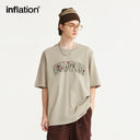 INFLATION Heavyweight Floral Embroidered T-shirt Men Streetwear - INFLATION