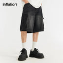 INFLATION Acid Washed  Straight Leg Denim Shorts