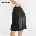 INFLATION Acid Washed  Straight Leg Denim Shorts