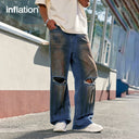 INFLATION Faded Effect Ripped Distressed Denim Pants - INFLATION