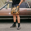 INFLATION Flame Printed Basketball Shorts