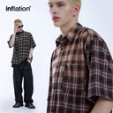 INFLATION Gradient Checked Oversized Shirts - INFLATION