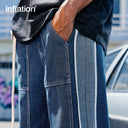 INFLATION High Street Patchwork Straight Leg Jeans with Belt - INFLATION