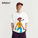 INFLATION Hip Hop Printed T-Shirt Street Style Oversized Cotton