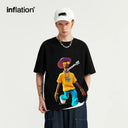 INFLATION Hip Hop Printed T-Shirt Street Style Oversized Cotton